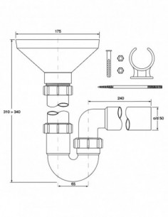 Syfon rurowy z lejkiem do skroplin McAlpine 50  (F) 2